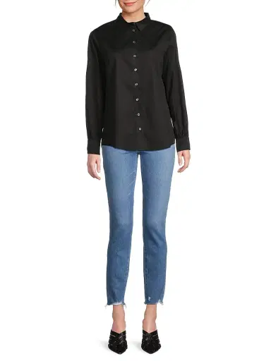 Harshman Women's Franklin Button-Front Shirt - Black | Thumbnail 2