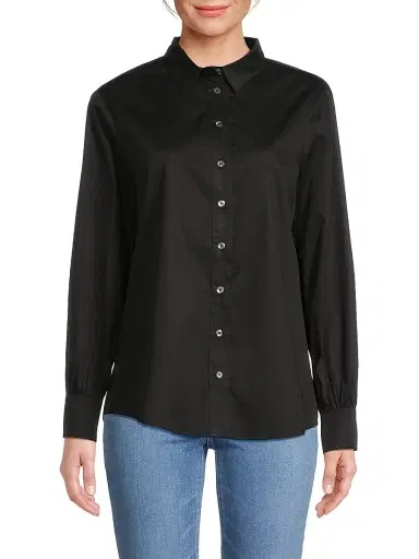 Harshman Women's Franklin Button-Front Shirt - Black | Thumbnail 3