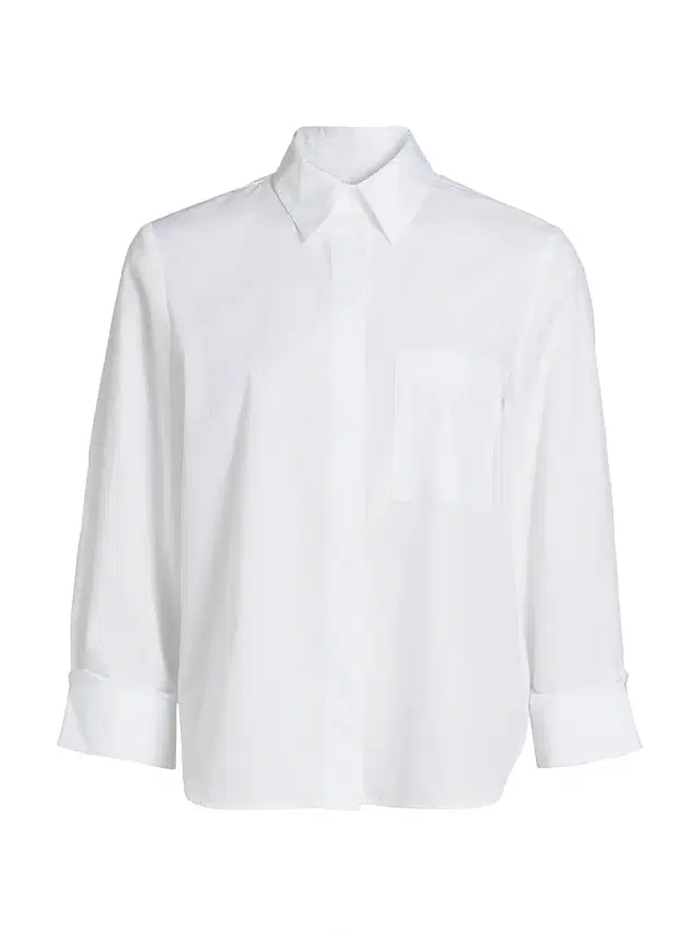Women's Boyfriend Cotton Patch Pocket Shirt - White