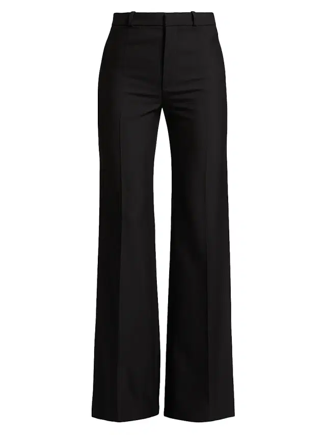 Women's Wool High-Rise Flare Pants - Black