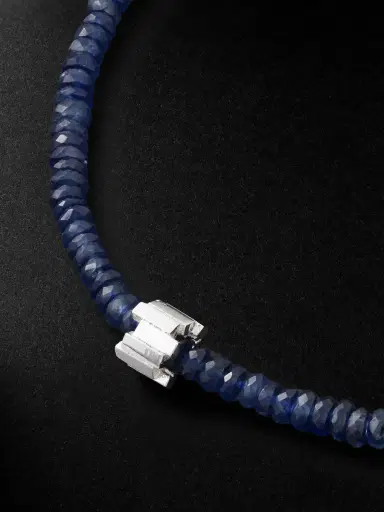 Suzanne Kalan Infinite 18-Karat White Gold Sapphire Beaded Bracelet - Men | Thumbnail 4