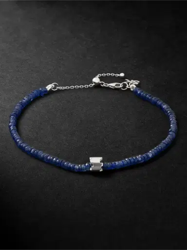 Suzanne Kalan Infinite 18-Karat White Gold Sapphire Beaded Bracelet - Men | Thumbnail 1