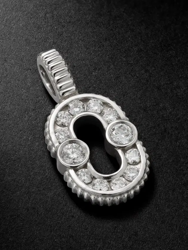 Magnetic 18-Karat White Gold Diamond Pendant - Men