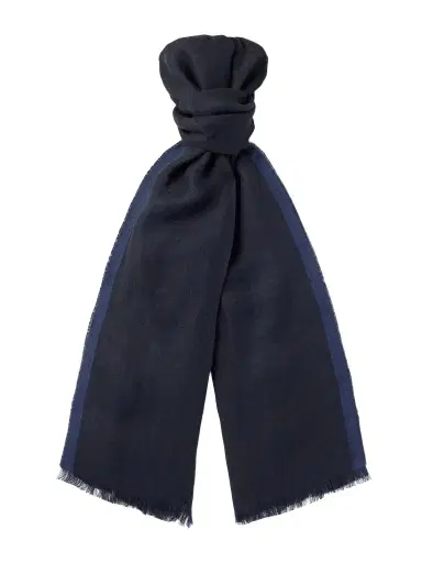 Brunello Cucinelli Fringed Striped Linen Scarf - Men | Thumbnail 1