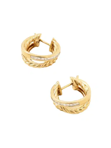 David Yurman Crossover Trio 18-karat Gold Diamond Earrings | Thumbnail 1 David Yurman Crossover Trio 18-karat Gold Diamond Earrings | Thumbnail 1