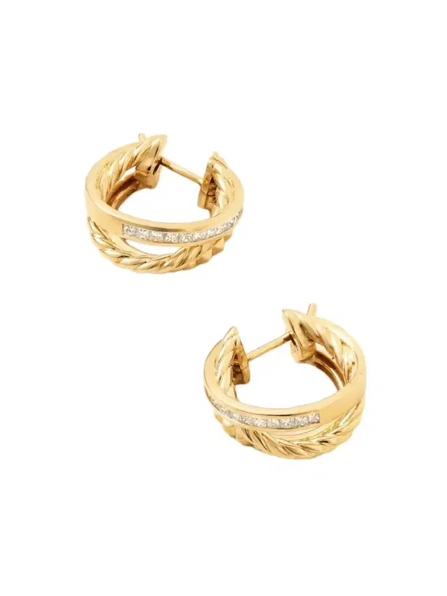 David Yurman Crossover Trio 18-karat Gold Diamond Earrings