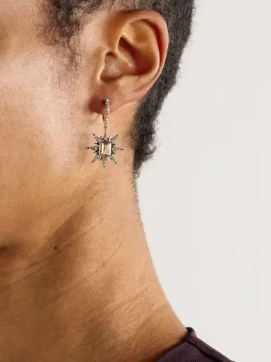Marlo Laz Starburst 14-karat Gold, Amethyst And Diamond Earrings | Thumbnail 2