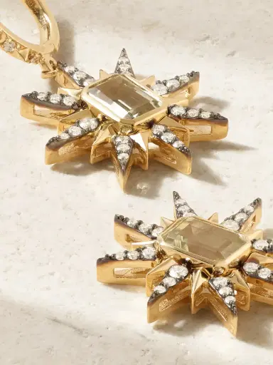 Marlo Laz Starburst 14-karat Gold, Amethyst And Diamond Earrings | Thumbnail 3