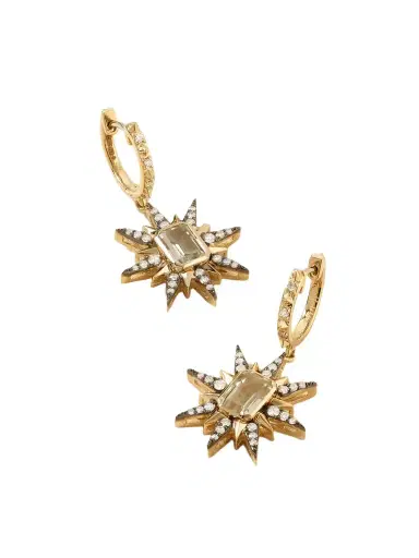 Marlo Laz Starburst 14-karat Gold, Amethyst And Diamond Earrings | Thumbnail 1