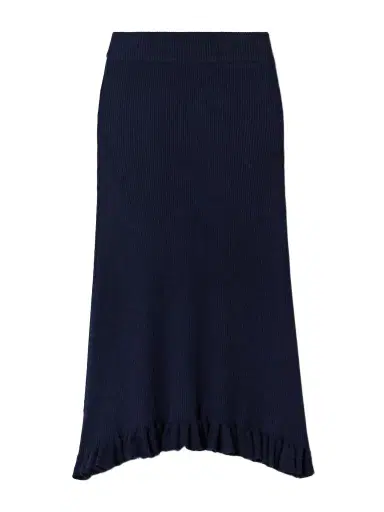 Brandon Maxwell The Grace Asymmetric Ruffled Ribbed Cashmere Midi Skirt | Thumbnail 1