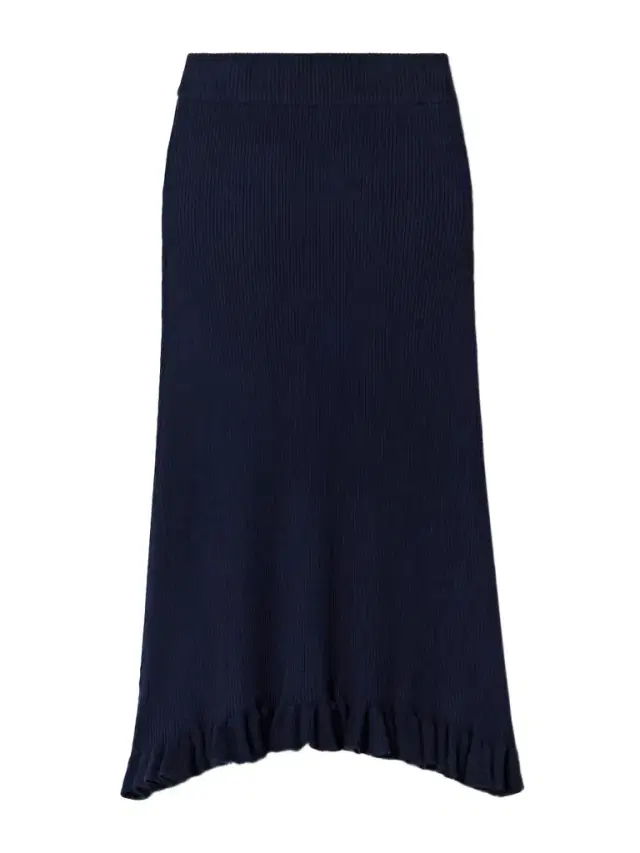 The Grace Asymmetric Ruffled Ribbed Cashmere Midi Skirt