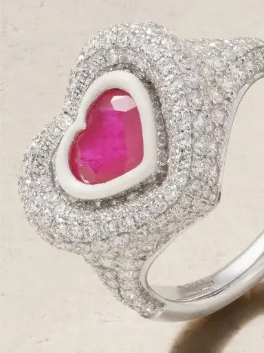 Kamyen Manaal 2.0 18-karat White Gold, Diamond, Ruby And Enamel Ring | Thumbnail 4 Kamyen Manaal 2.0 18-karat White Gold, Diamond, Ruby And Enamel Ring | Thumbnail 4