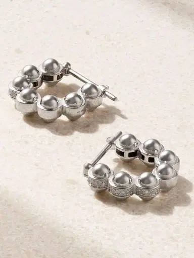 L’Atelier Nawbar The Atom 18-karat White Gold Diamond Hoop Earrings | Thumbnail 3 L’Atelier Nawbar The Atom 18-karat White Gold Diamond Hoop Earrings | Thumbnail 3