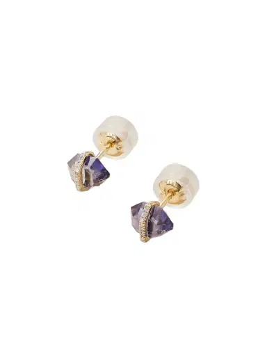 Melissa Joy Manning 14-karat Recycled Gold, Iolite And Herkimer Diamond Earrings | Thumbnail 1 Melissa Joy Manning 14-karat Recycled Gold, Iolite And Herkimer Diamond Earrings | Thumbnail 1