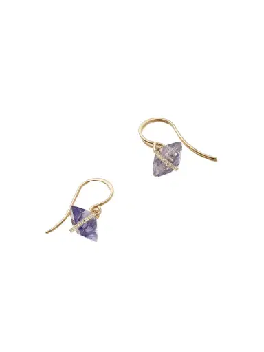 Melissa Joy Manning 14-karat Recycled Gold, Iolite And Herkimer Diamond Earrings | Thumbnail 1 Melissa Joy Manning 14-karat Recycled Gold, Iolite And Herkimer Diamond Earrings | Thumbnail 1
