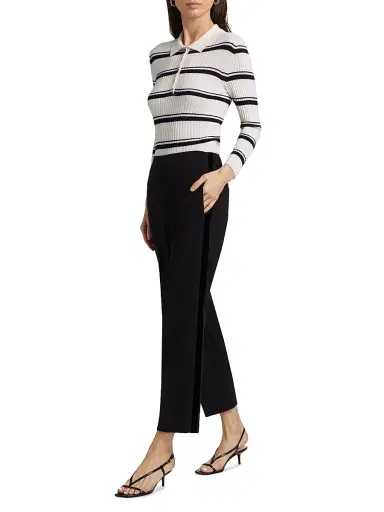 Vince Women's Crepe Velvet-Trim Pants - Black | Thumbnail 2