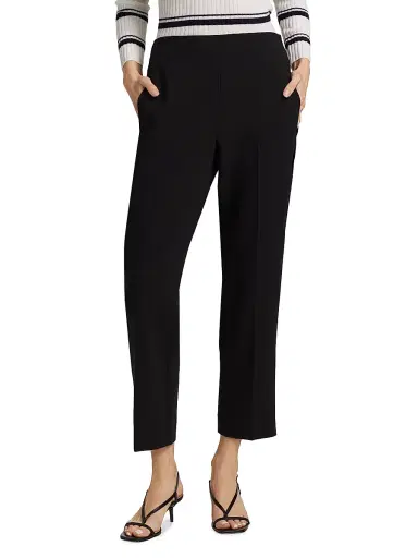Vince Women's Crepe Velvet-Trim Pants - Black | Thumbnail 3