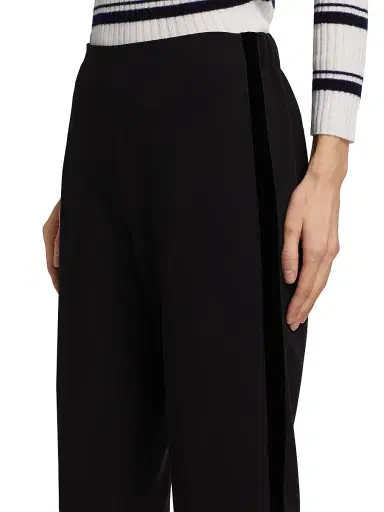 Vince Women's Crepe Velvet-Trim Pants - Black | Thumbnail 6