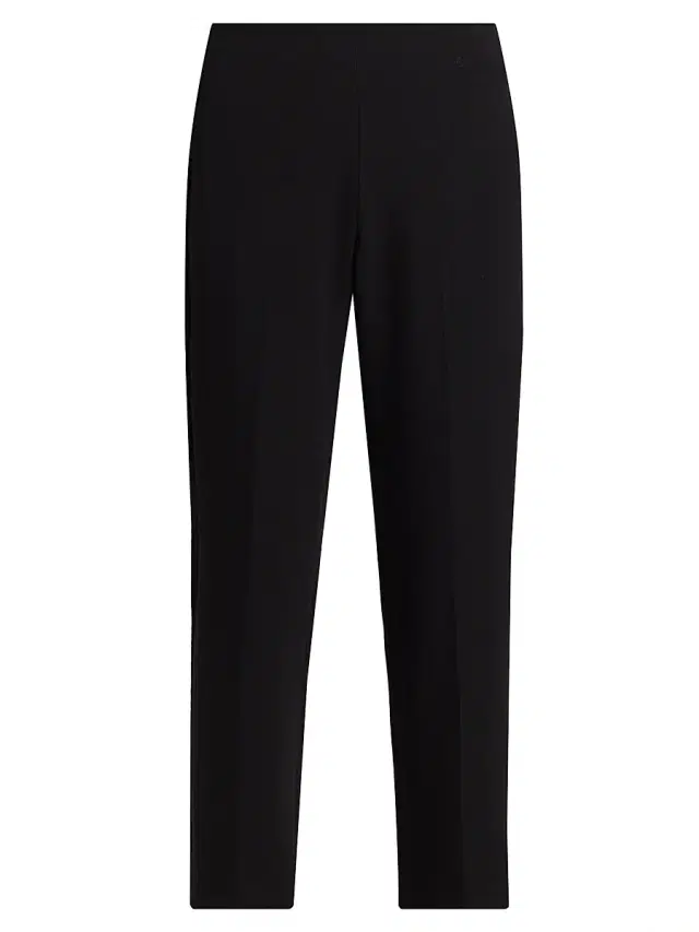 Women's Crepe Velvet-Trim Pants - Black