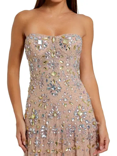 Mac Duggal Women's Crystal-Embellished Mesh Strapless Gown | Thumbnail 3 Mac Duggal Women's Crystal-Embellished Mesh Strapless Gown | Thumbnail 3