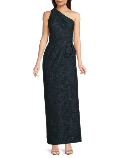 Aidan Mattox Women's Textured Jacqaurd Column Gown - Navy Multi - Size 8 | Thumbnail 2 Aidan Mattox Women's Textured Jacqaurd Column Gown - Navy Multi - Size 8 | Thumbnail 2