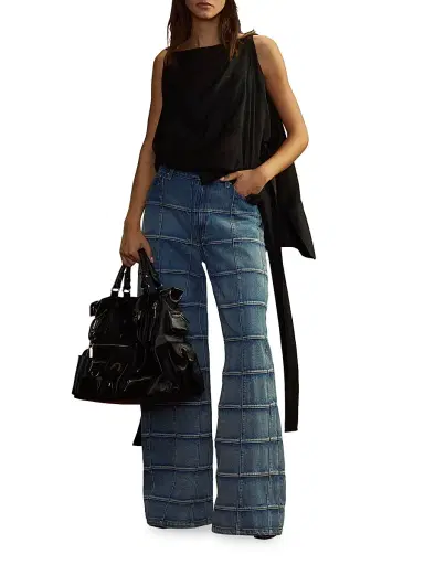 CYNTHIA ROWLEY Women's Windowpane Flared High-Rise Jeans | Thumbnail 2 CYNTHIA ROWLEY Women's Windowpane Flared High-Rise Jeans | Thumbnail 2
