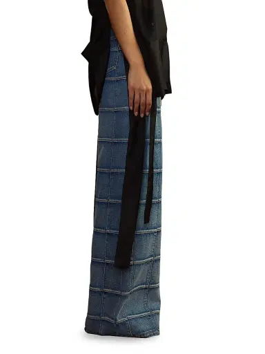CYNTHIA ROWLEY Women's Windowpane Flared High-Rise Jeans | Thumbnail 3 CYNTHIA ROWLEY Women's Windowpane Flared High-Rise Jeans | Thumbnail 3