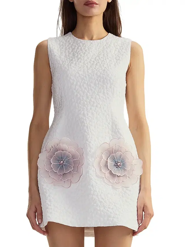 Cynthia Rowley Women's Jacquard 3D Flower Pocket A-Line Minidress - White