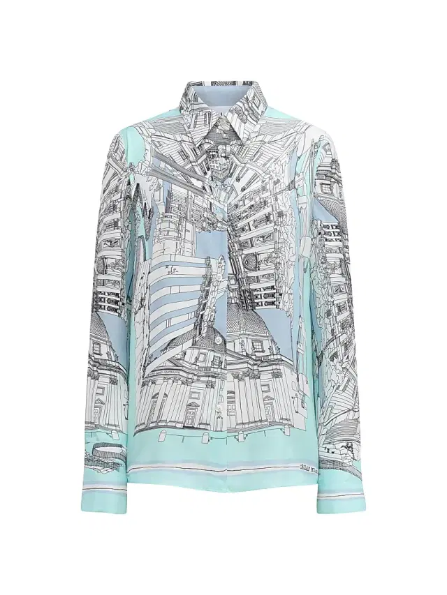 Callas Milano Women's Cameron Rome Scarf Shirt - Turquoise