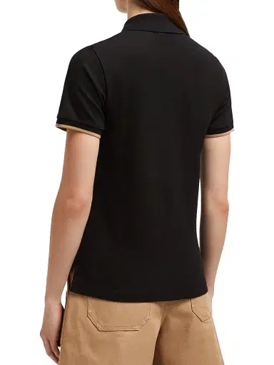 Moncler Women's Polo Shirt in Cotton Piquet - Black - Size Medium | Thumbnail 3