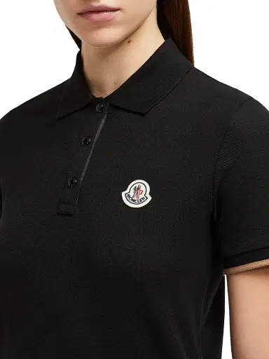 Moncler Women's Polo Shirt in Cotton Piquet - Black - Size Medium | Thumbnail 4
