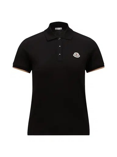 Moncler Women's Polo Shirt in Cotton Piquet - Black - Size Medium | Thumbnail 1