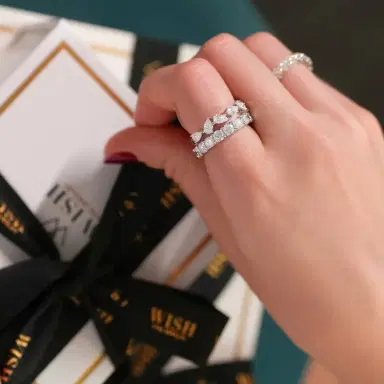 Wish Fine Jewelry 1.34ct Pear Diamond 18K Gold Half Eternity Ring | Thumbnail 1 Wish Fine Jewelry 1.34ct Pear Diamond 18K Gold Half Eternity Ring | Thumbnail 1