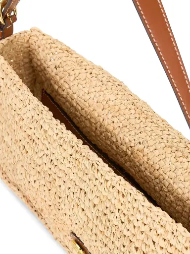 STAUD Women's Harlow Raffia & Leather Shoulder Bag - Natural Tan | Thumbnail 4 STAUD Women's Harlow Raffia & Leather Shoulder Bag - Natural Tan | Thumbnail 4
