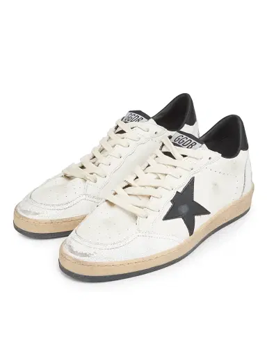 Golden Goose Men's Ballstar Leather Low-Top Sneakers - White Black | Thumbnail 2 Golden Goose Men's Ballstar Leather Low-Top Sneakers - White Black | Thumbnail 2