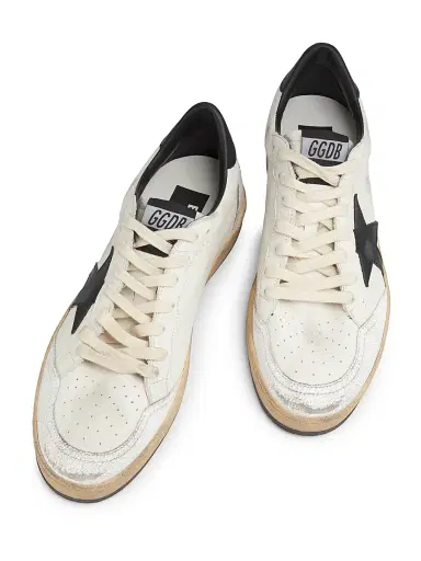 Golden Goose Men's Ballstar Leather Low-Top Sneakers - White Black | Thumbnail 4 Golden Goose Men's Ballstar Leather Low-Top Sneakers - White Black | Thumbnail 4