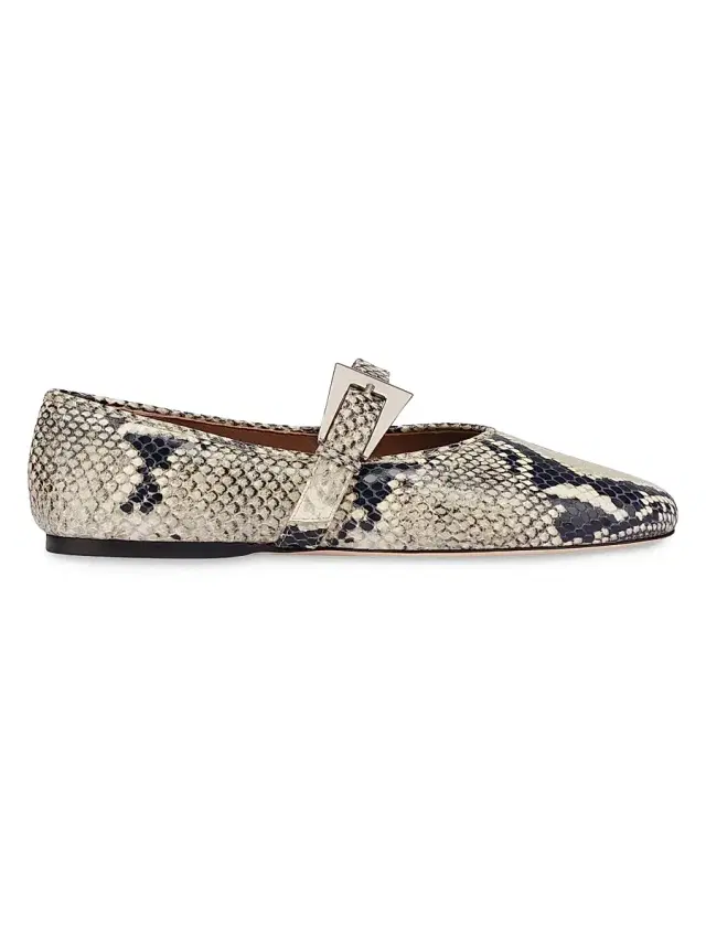 Paris Texas Women's Sveva Python-Print Leather Ballet Flats - Naturale