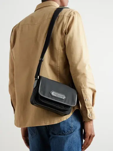 Tom Ford Leather-Trimmed Recycled-Nylon Messenger Bag - Men | Thumbnail 2 Tom Ford Leather-Trimmed Recycled-Nylon Messenger Bag - Men | Thumbnail 2