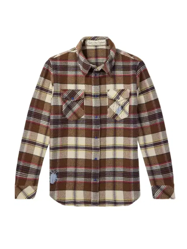 Distressed Checked Cashmere Shirt - Men