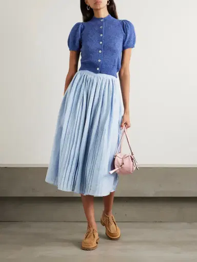 Thierry Colson Pintucked Cotton And Silk-blend Voile Midi Skirt | Thumbnail 2