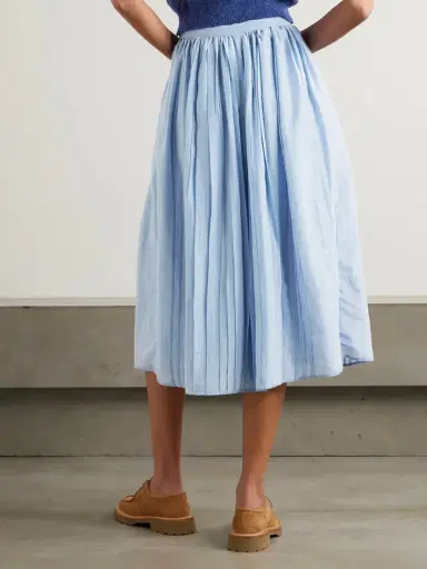 Thierry Colson Pintucked Cotton And Silk-blend Voile Midi Skirt | Thumbnail 3
