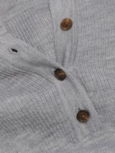 Nili Lotan Women's Klarise Wool-Silk Henley Sweater - Medium Grey Melange - Size XL | Thumbnail 7