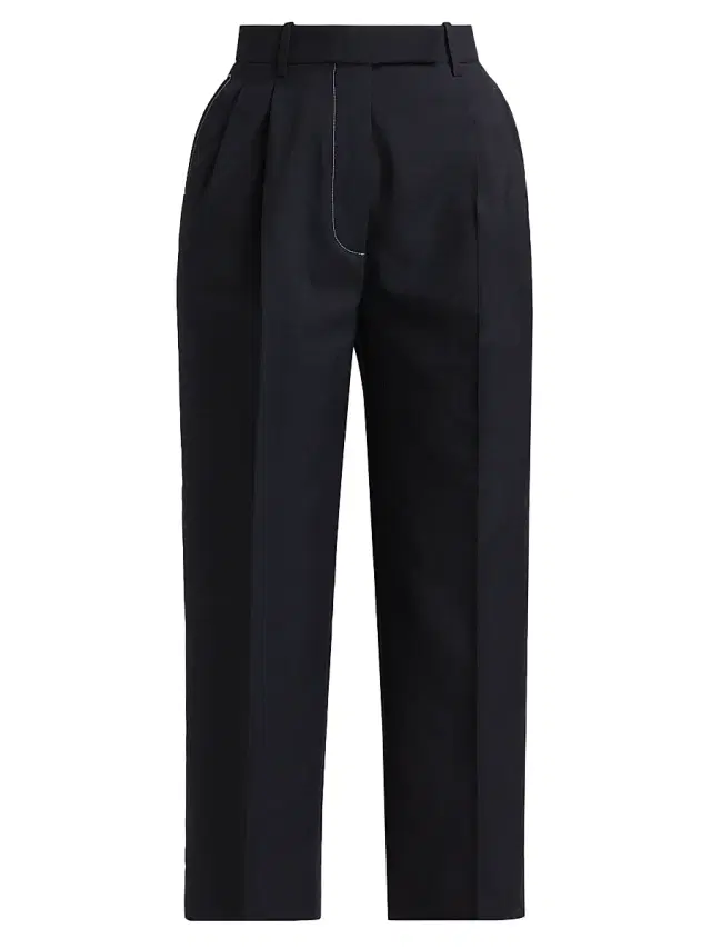 Women's High-Rise Double Pleat Trousers - Navy