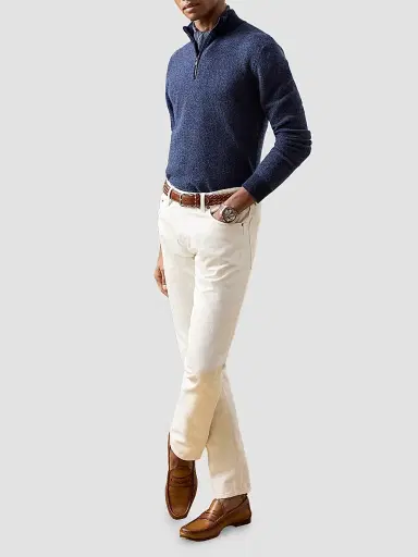 Ralph Lauren Purple Label Men's Cashmere Birdseye Half-Zip Sweater - Classic Chairman Navy - Size XXL | Thumbnail 2