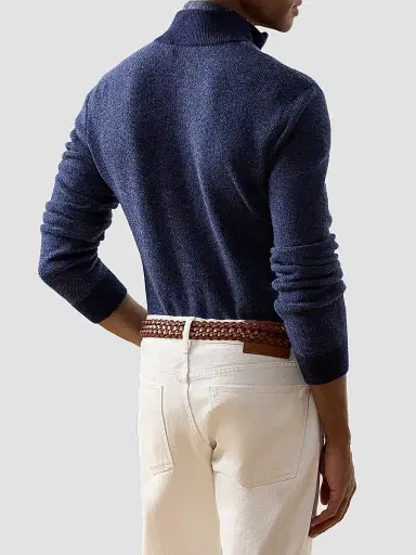 Ralph Lauren Purple Label Men's Cashmere Birdseye Half-Zip Sweater - Classic Chairman Navy - Size XXL | Thumbnail 3