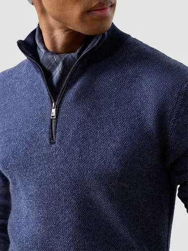 Ralph Lauren Purple Label Men's Cashmere Birdseye Half-Zip Sweater - Classic Chairman Navy - Size XXL | Thumbnail 5