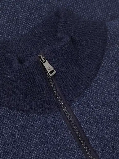 Ralph Lauren Purple Label Men's Cashmere Birdseye Half-Zip Sweater - Classic Chairman Navy - Size XXL | Thumbnail 6