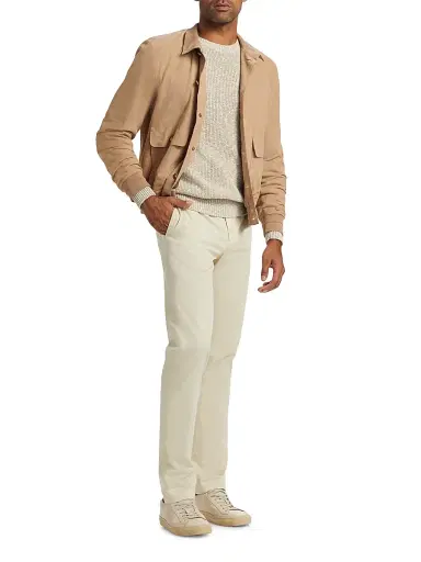 Saks Fifth Avenue Men's COLLECTION Cotton-Blend Rib-Knit Sweater - Beige | Thumbnail 2