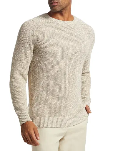 Saks Fifth Avenue Men's COLLECTION Cotton-Blend Rib-Knit Sweater - Beige | Thumbnail 4