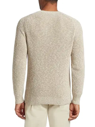 Saks Fifth Avenue Men's COLLECTION Cotton-Blend Rib-Knit Sweater - Beige | Thumbnail 5